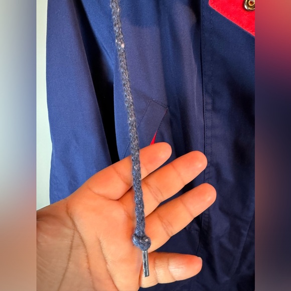 R.O.C Made In Taiwan Windbreaker Coat Rain Jacket Blue Pockets Size 8 Adjustable - Picture 8 of 16